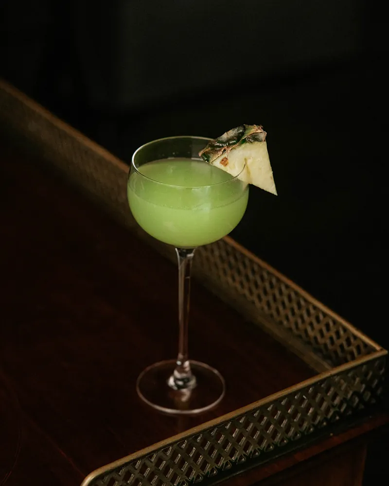 Green bespoke cocktail created for a private group function at Times of India